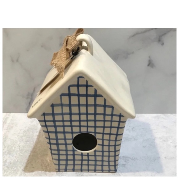 NEW Rae Dunn Plaid Perch Birdhouse - Picture 2 of 5